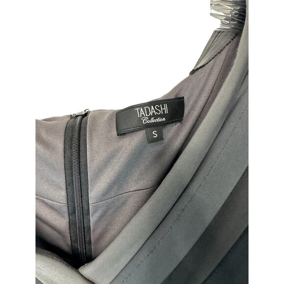 Tadashi Shoji Gray Black Ombre V-Neck Cocktail Tiered Sheath Dress Size Small - Picture 3 of 9